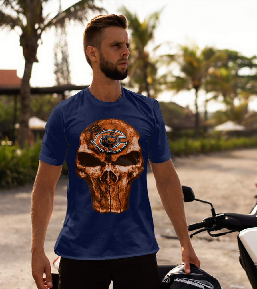 Skull Chicago Bears Logo Skull T-Shirt