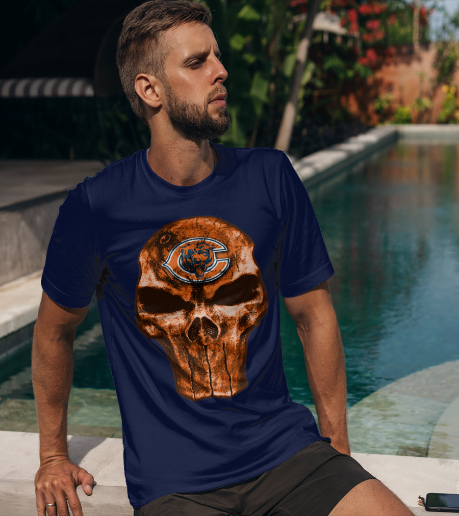 Skull Chicago Bears Logo Skull T-Shirt