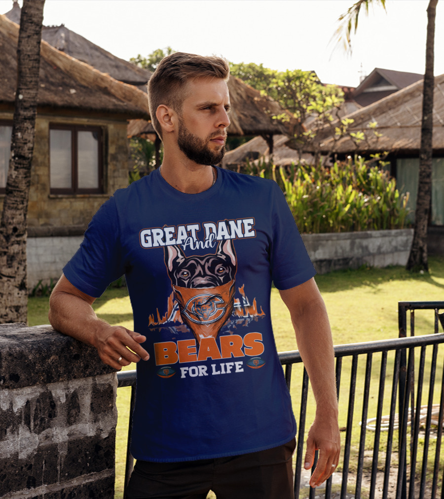 Great Dane And Bears For Life Chicago Bears T-Shirt