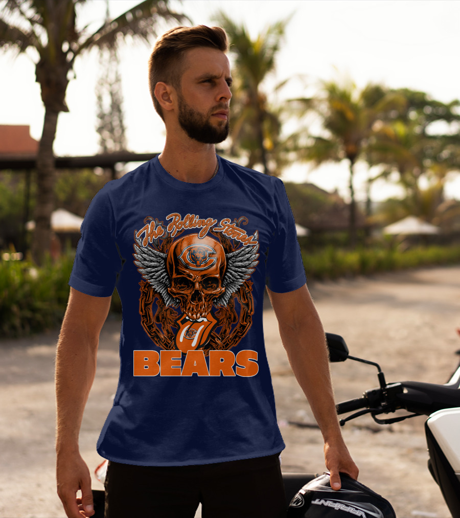 The Rolling Stones Chicago Bears Skull With Wings And Tongue T-Shirt