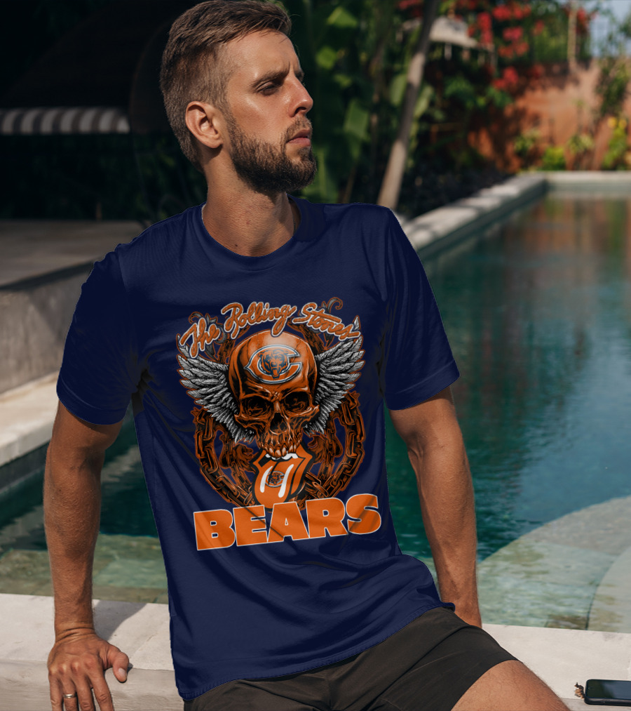 The Rolling Stones Chicago Bears Skull With Wings And Tongue T-Shirt
