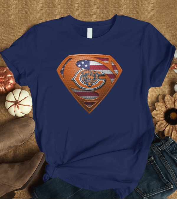 T-Shirt: SPM CHICAGO BEARS Superhero Shield American Flag T-Shirt SPM CHICAGO BEARS Superhero Shield American Flag T-Shirt