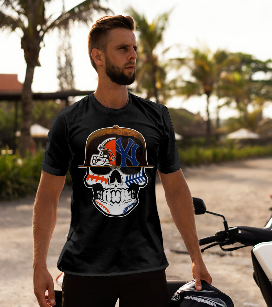 Cleveland Browns Yankees Skull Cap Fusion T-Shirt