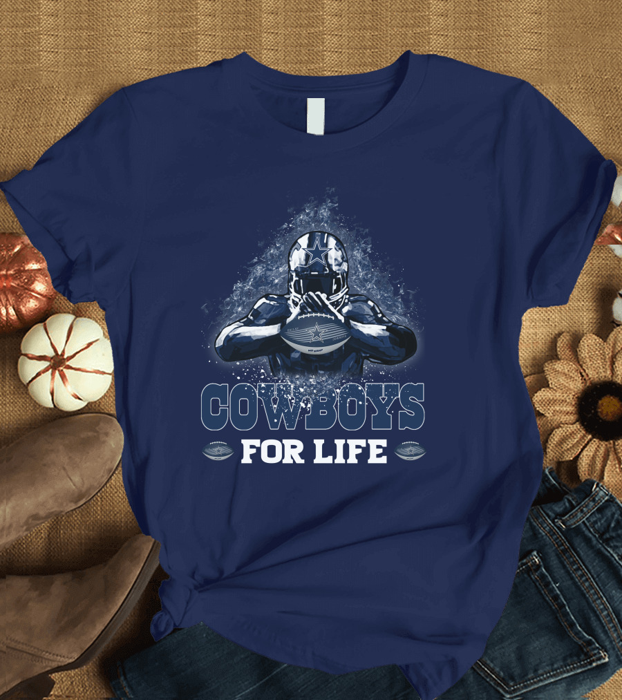 COWBOYS FOR LIFE DALLAS COWBOYS Football Helmet Star Logo Blue T-Shirt