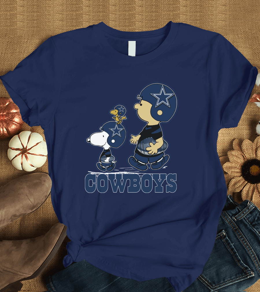 Snoopy Charlie Brown Dallas Cowboys Football Stars T-Shirt