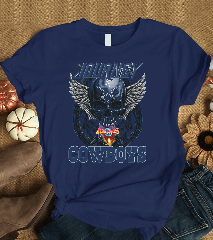 JOURNEY COWBOYS Dallas Skull Wings Star T-Shirt