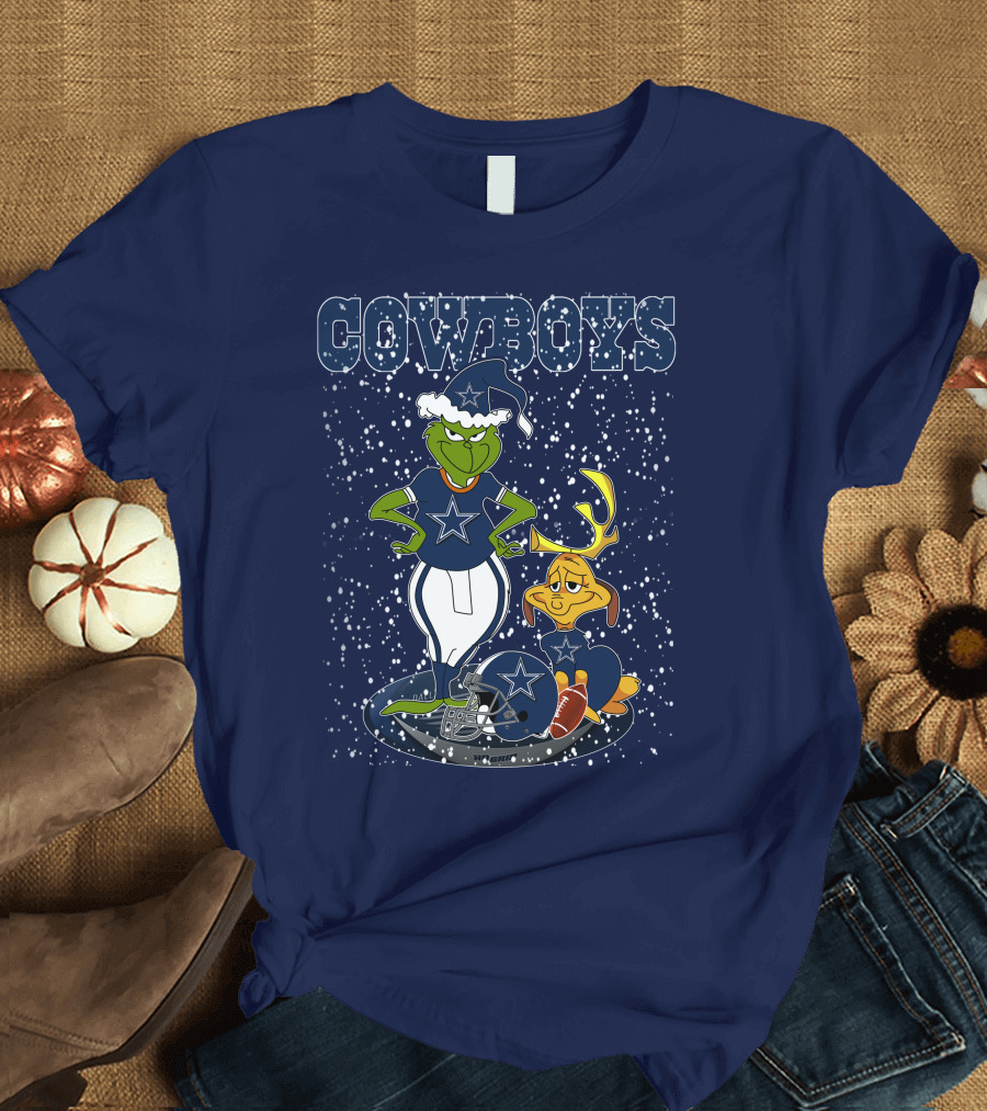 Grinchxmas Cowboys Football Holiday Mashup T-Shirt