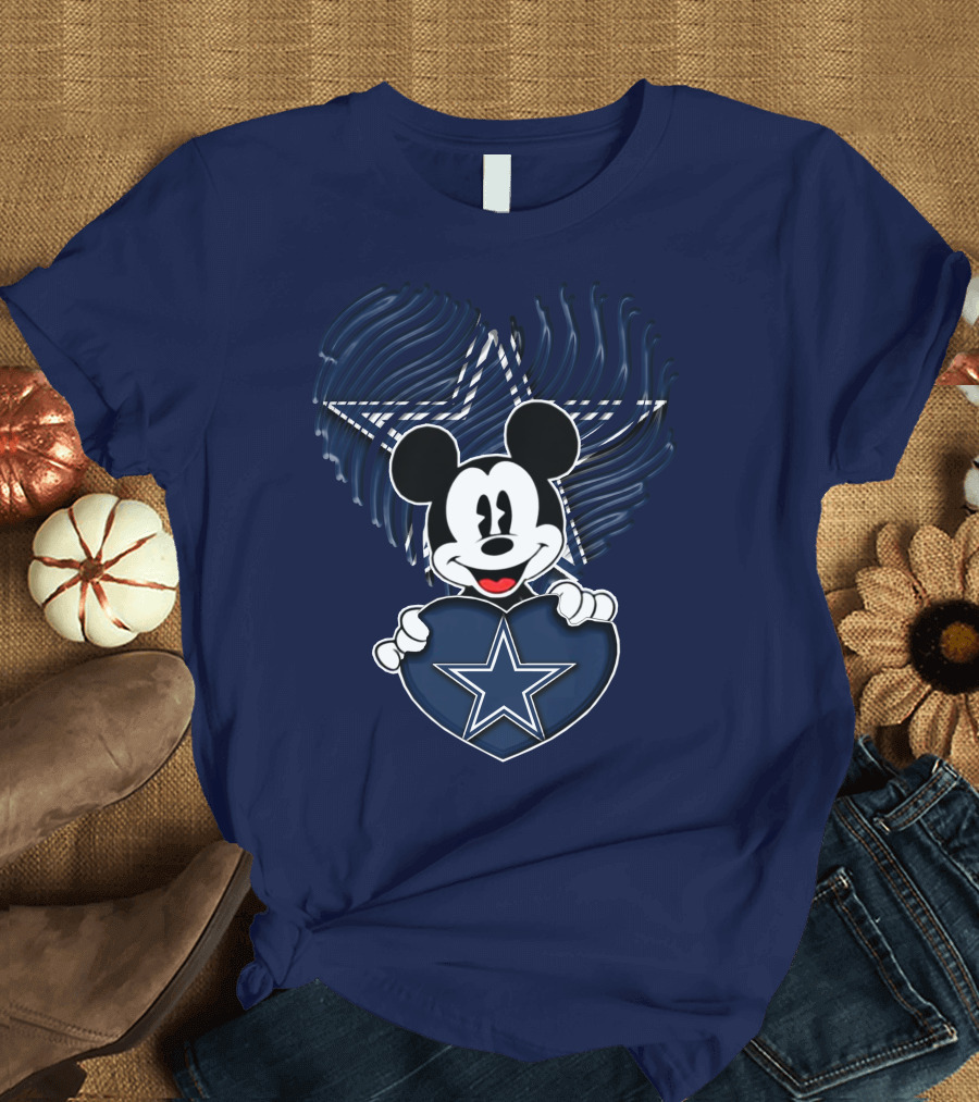 Mick Mouse Heart Star Dallas Cowboys T-Shirt