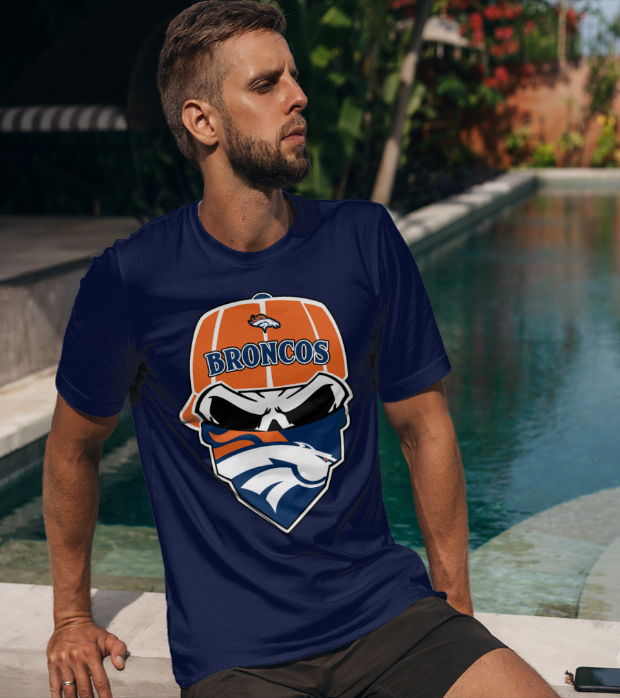 Broncos Skull Bandana Cap Logo Denver Broncos T-Shirt