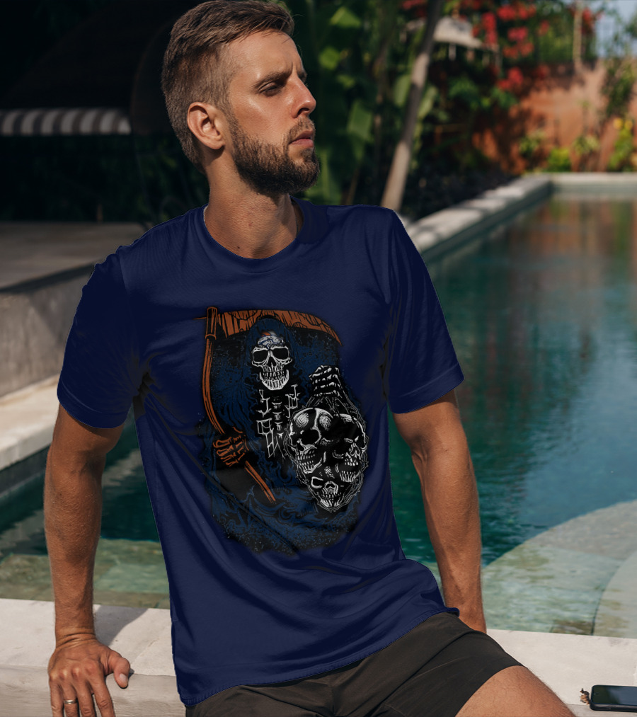 Denver Broncos Grim Reaper Skull Art T-Shirt