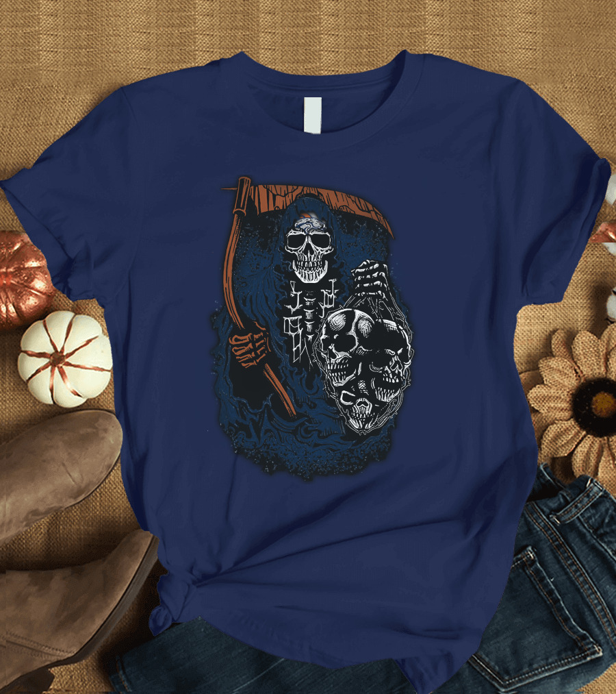 Denver Broncos Grim Reaper Skull Art T-Shirt