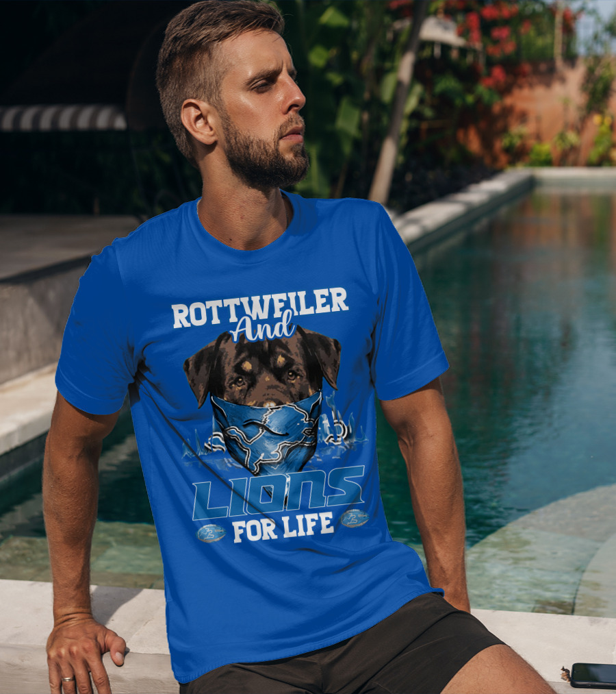 Rottweiler And Lions For Life Detroit Lions T-Shirt