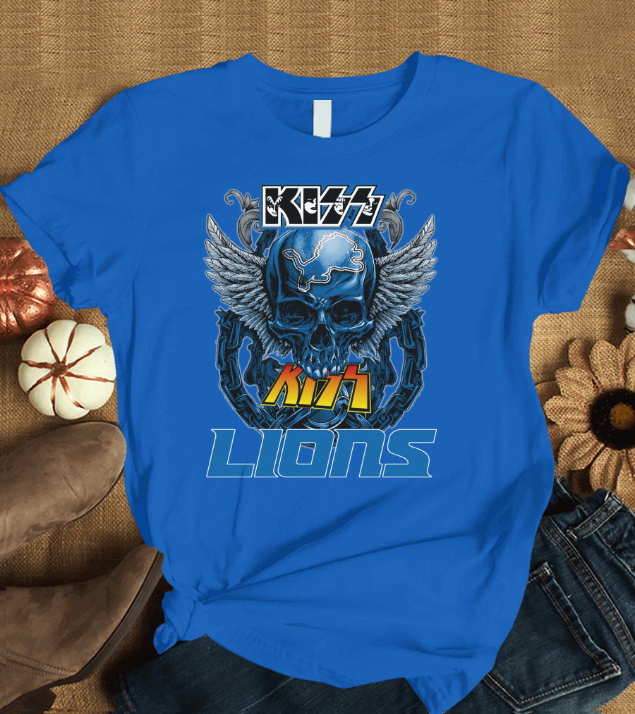 KISS Detroit Lions Skull Wings T-Shirt