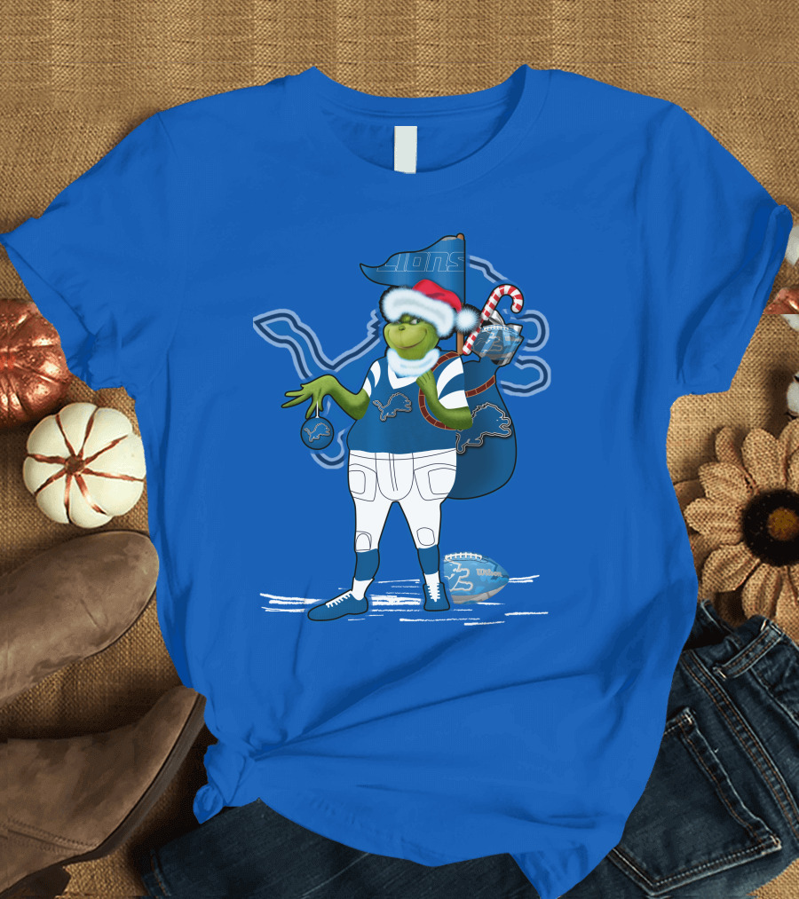 Grinchxmas Detroit Lions Holiday Football T-Shirt