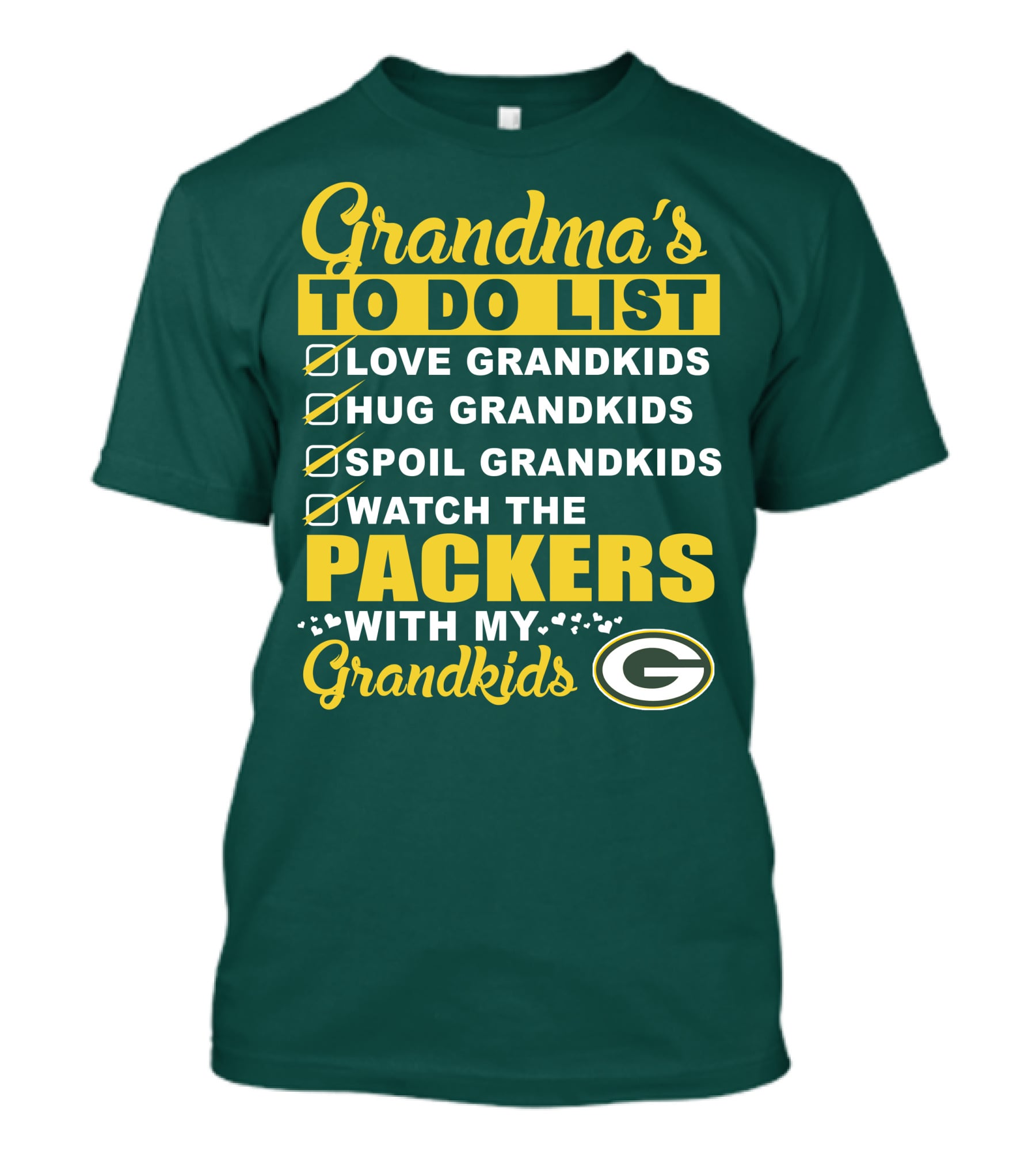 Grandma's To Do List Packers Watch With My Grandkids Green Bay Packers T-Shirt