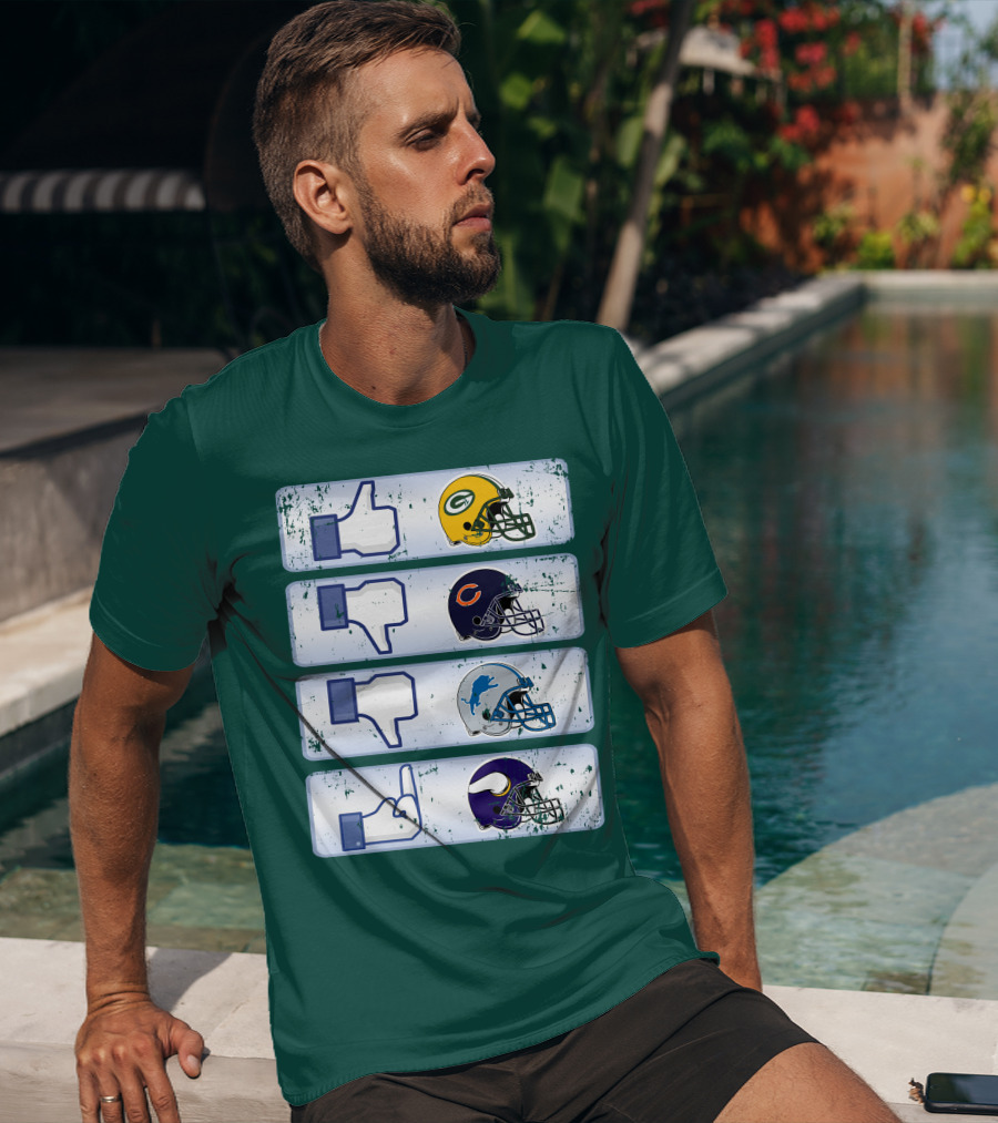 Green Bay Packers Chicago Bears Detroit Lions Minnesota Vikings Nfl Rivalry Icons T-Shirt