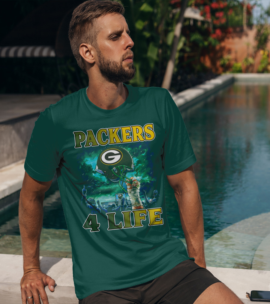 Packers 4 Life Green Bay Victory Helmet Celebration T-Shirt