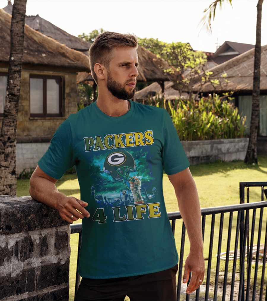 Packers 4 Life Green Bay Victory Helmet Celebration T-Shirt