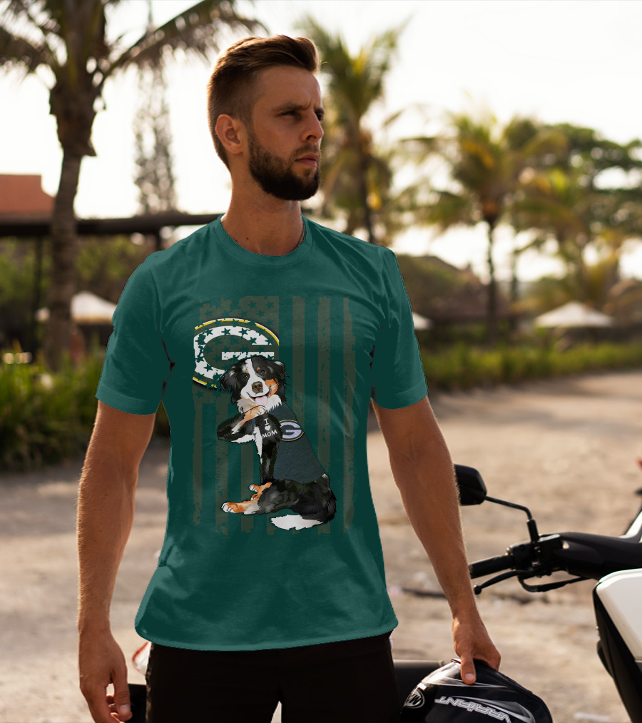 Border Collie Green Bay Packers I Love Mom T-Shirt