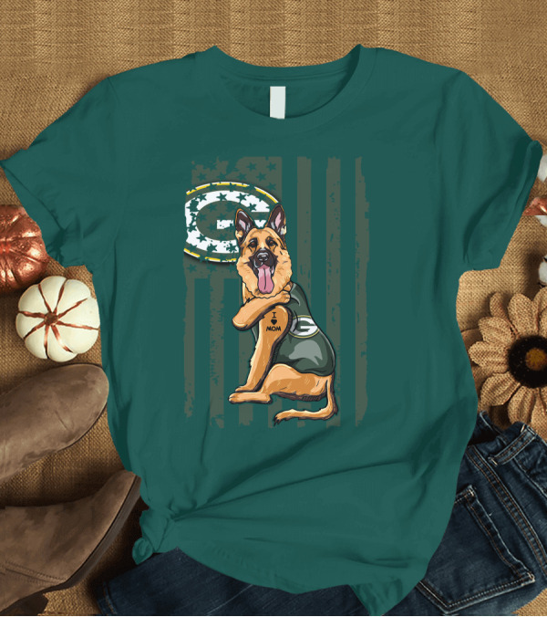 T-Shirt: German Shepherd I Love Mom Green Bay Packers Fan T-Shirt German Shepherd I Love Mom Green Bay Packers Fan T-Shirt
