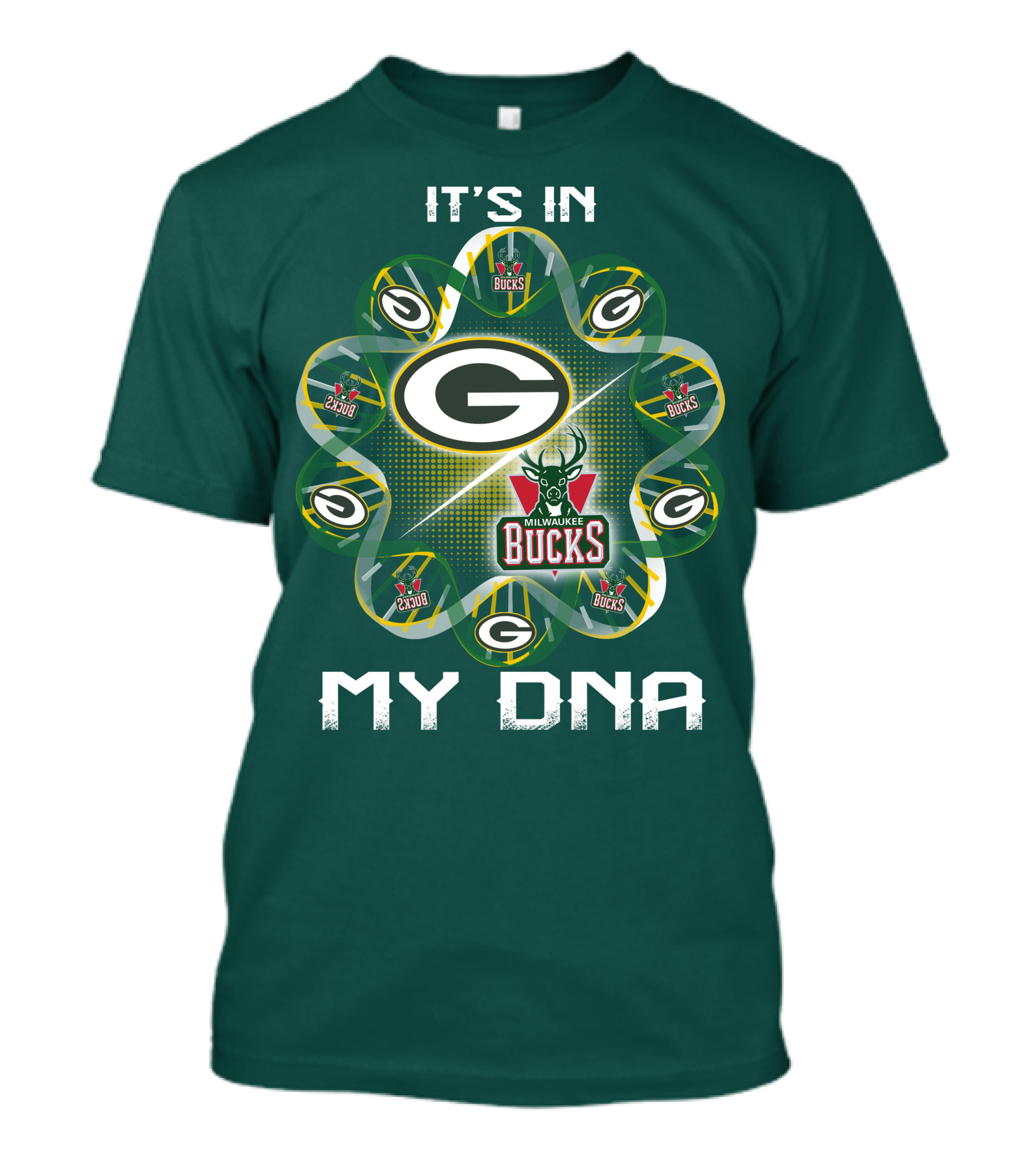 It's In My Dna Green Bay Packers Milwaukee Bucks T-Shirt