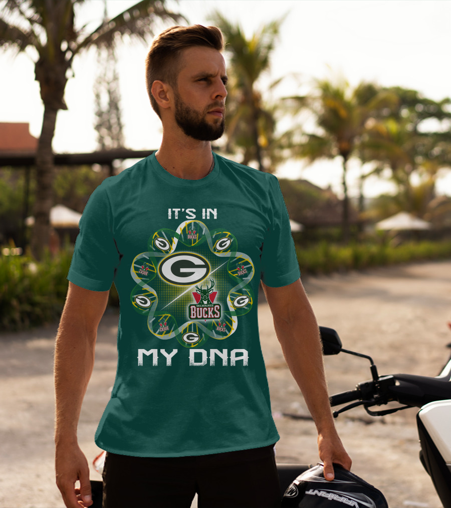 It's In My Dna Green Bay Packers Milwaukee Bucks T-Shirt