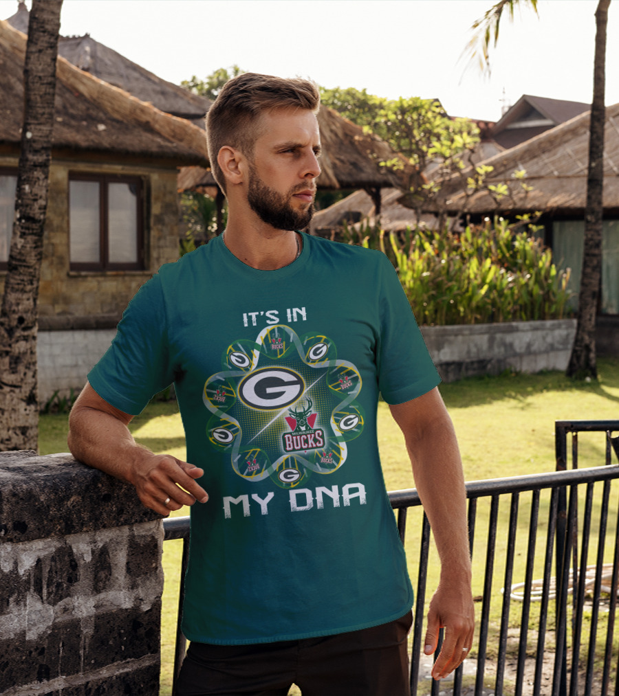It's In My Dna Green Bay Packers Milwaukee Bucks T-Shirt