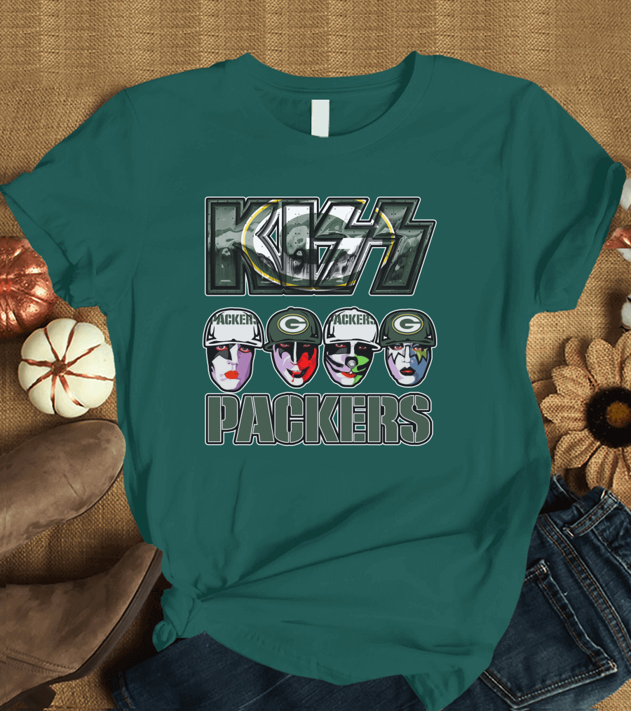 Kiss Packers Green Bay Fan Faces T-Shirt