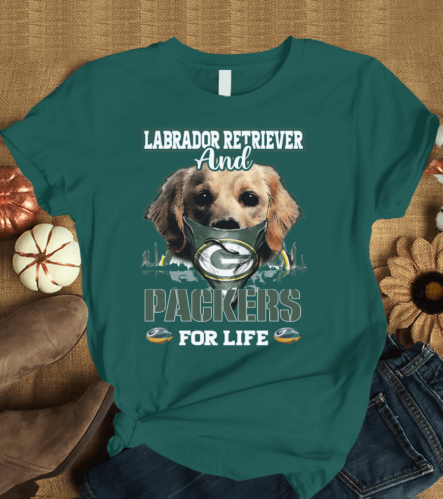 Labrador Retriever and Packers for Life Green Bay Packers T-Shirt