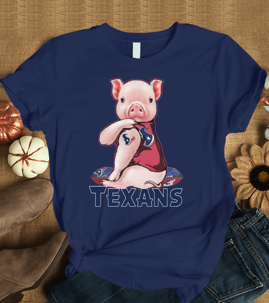 Texans Pig with Houston Logo Football T-Shirt