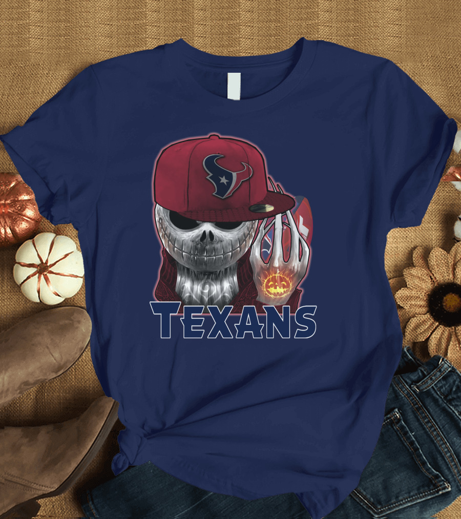Jackskull Texans Football Halloween Pumpkin T-Shirt