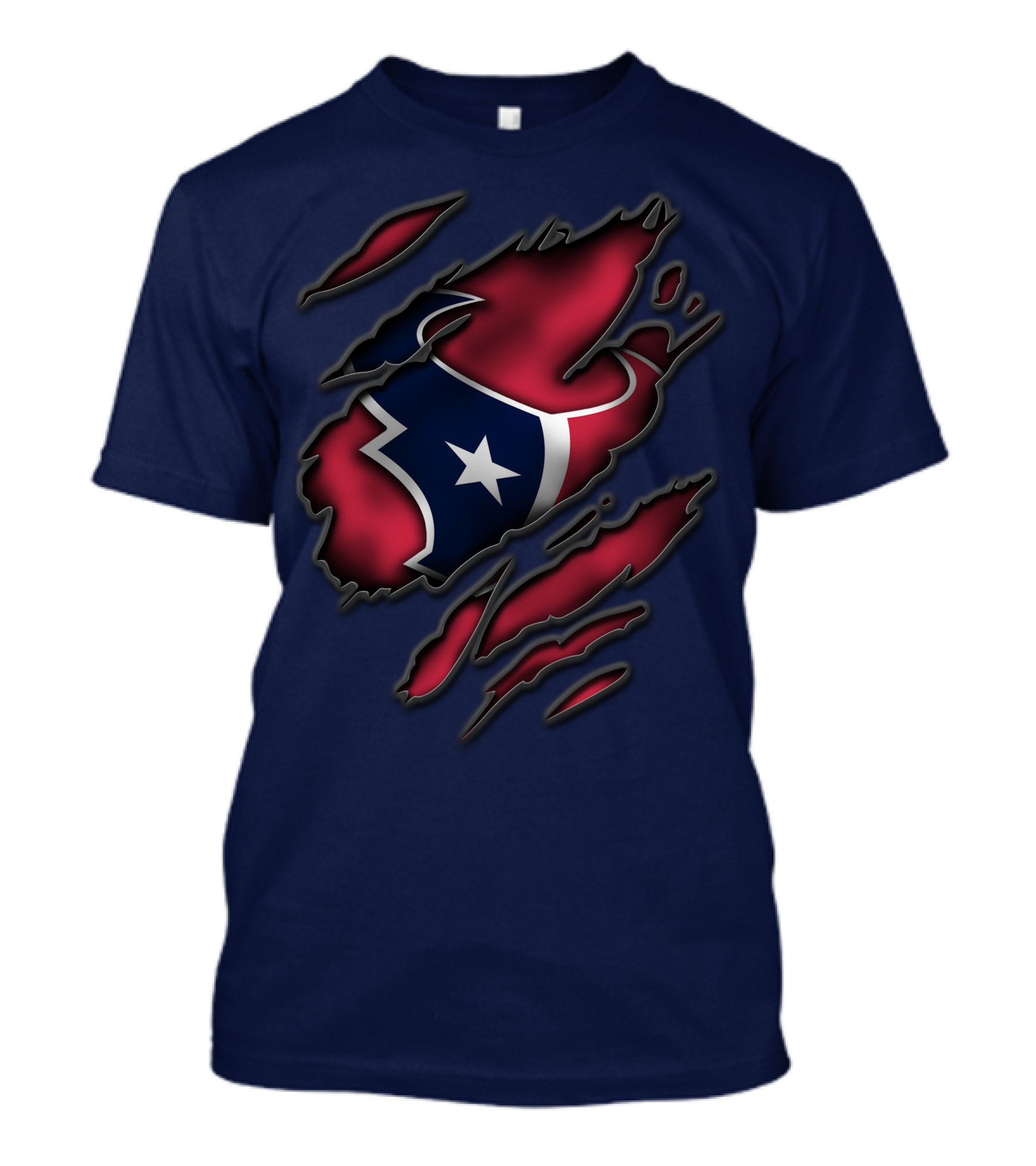 Torn Houston Texans Star Logo Ripped Flag T-Shirt