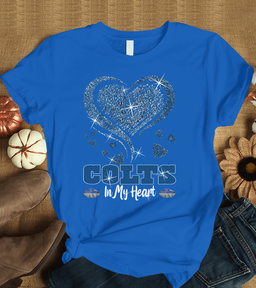 Colts In My Heart Sparkling Blue Heart T-Shirt