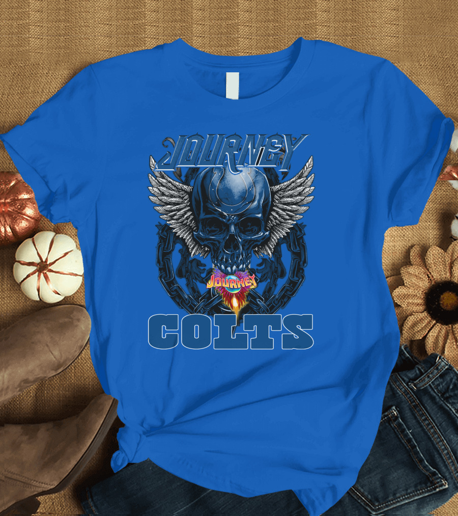 Journey Indianapolis Colts Skull Wings Chains T-Shirt