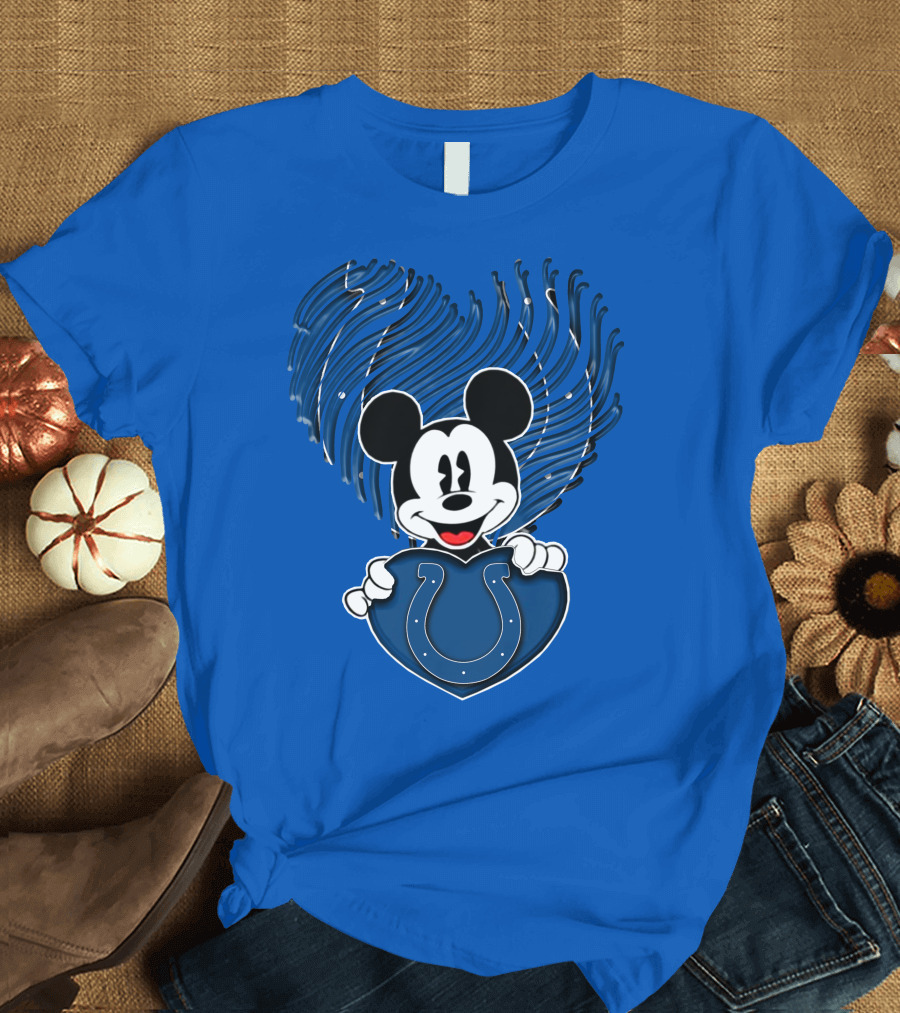 Mick Mickey Heart Indianapolis Colts Iconic Blue Fan T-Shirt