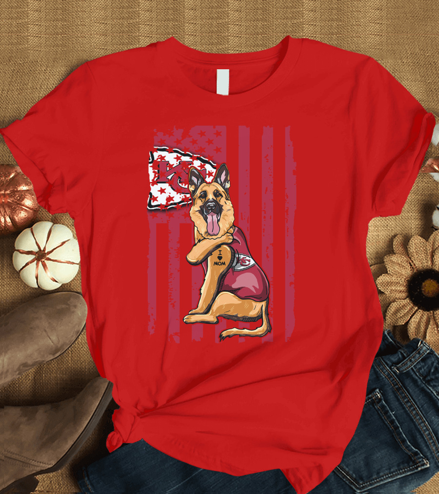 Kansas City Chiefs German Shepherd I Love Mom T-Shirt