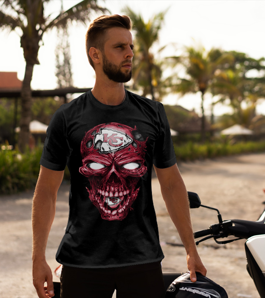 Kansas City Chiefs Skull Head T-Shirt