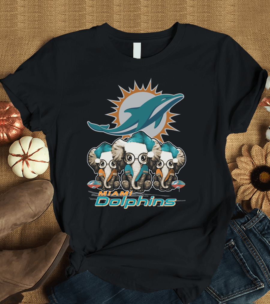 Miami Dolphins Xmas Elephants T-Shirt
