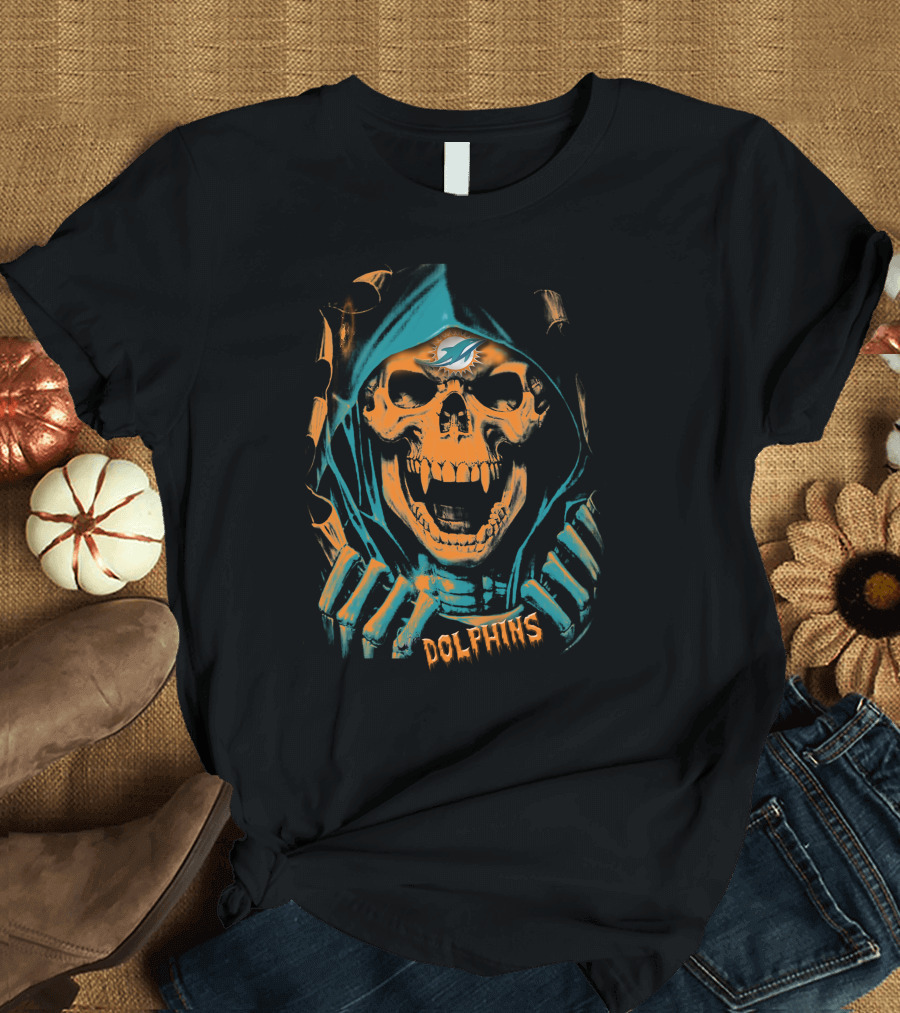 Miami Dolphins Skull Reaper Hoodie T-Shirt