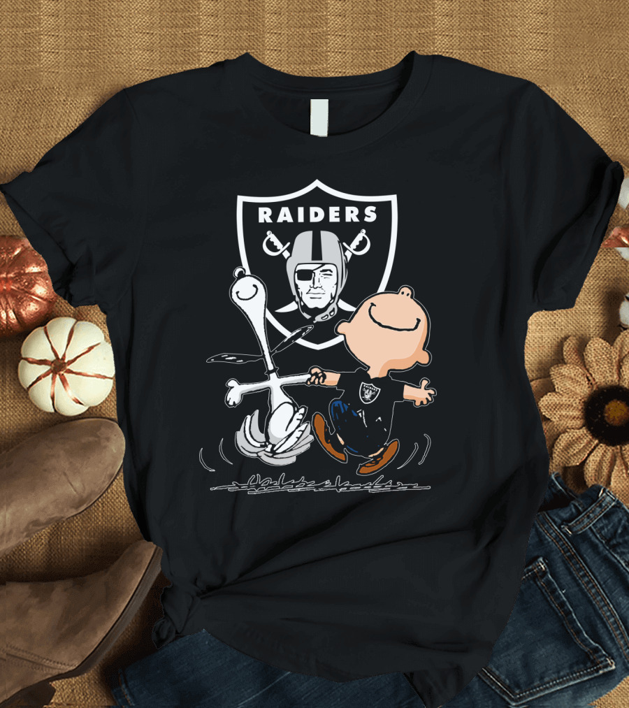Snoopy Dancing with Charlie Brown Oakland Raiders T-Shirt