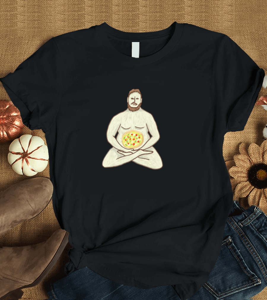 Meditative Yoga Pose Pizza Belly T-Shirt