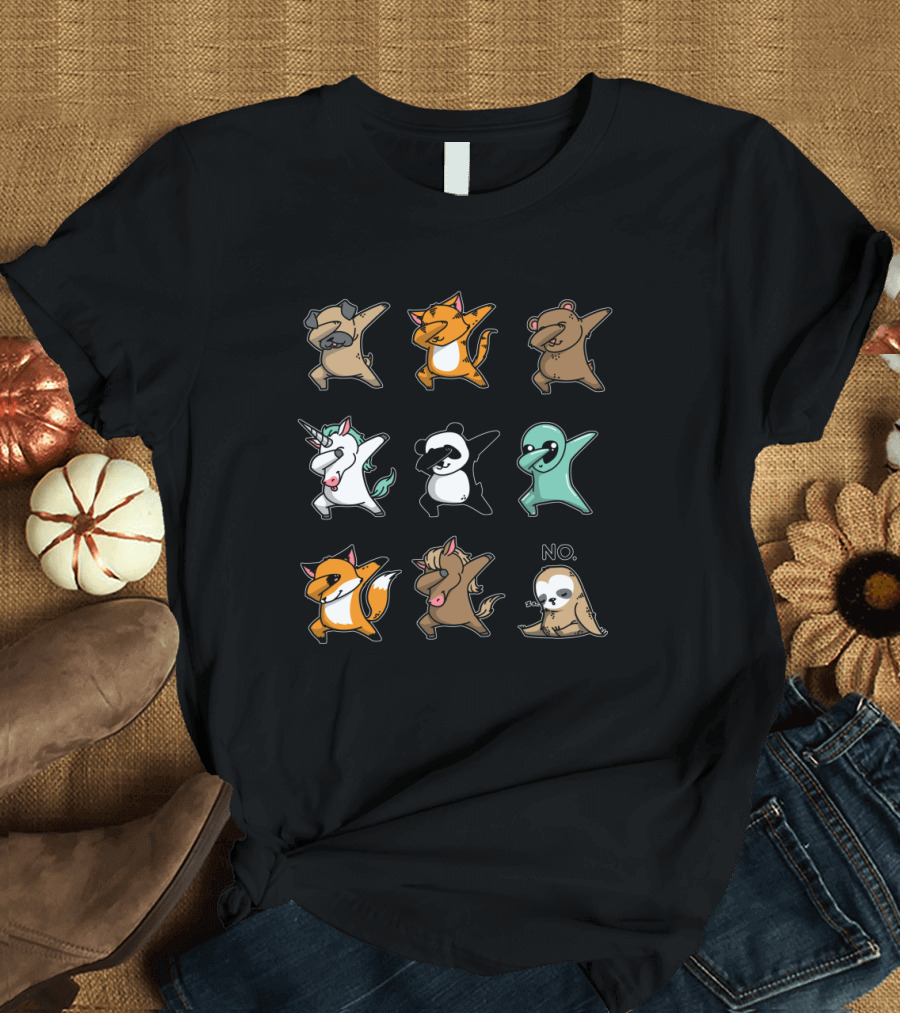 Dabbing Animals Unicorn Fox Panda Sloth Pug Bear Collection T-Shirt