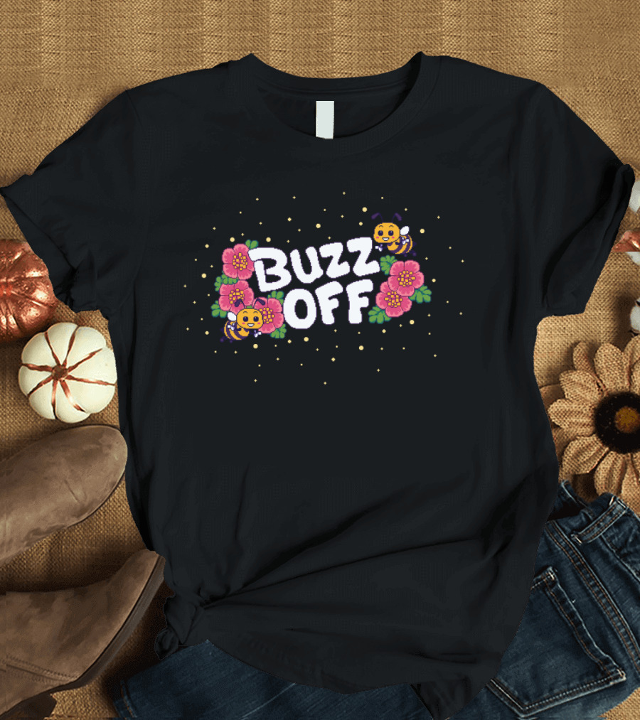 Buzz Off Cute Bees and Flowers T-Shirt