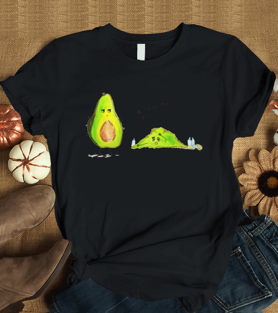 Smashed Avo Humor Man I Got Really Smashed Last Night Text with Avocado Character T-Shirt