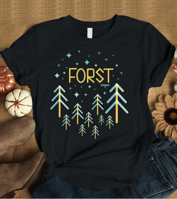 T-Shirt: Forst Stupes Geometric Forest and Starry Night T-Shirt Forst Stupes Geometric Forest and Starry Night T-Shirt