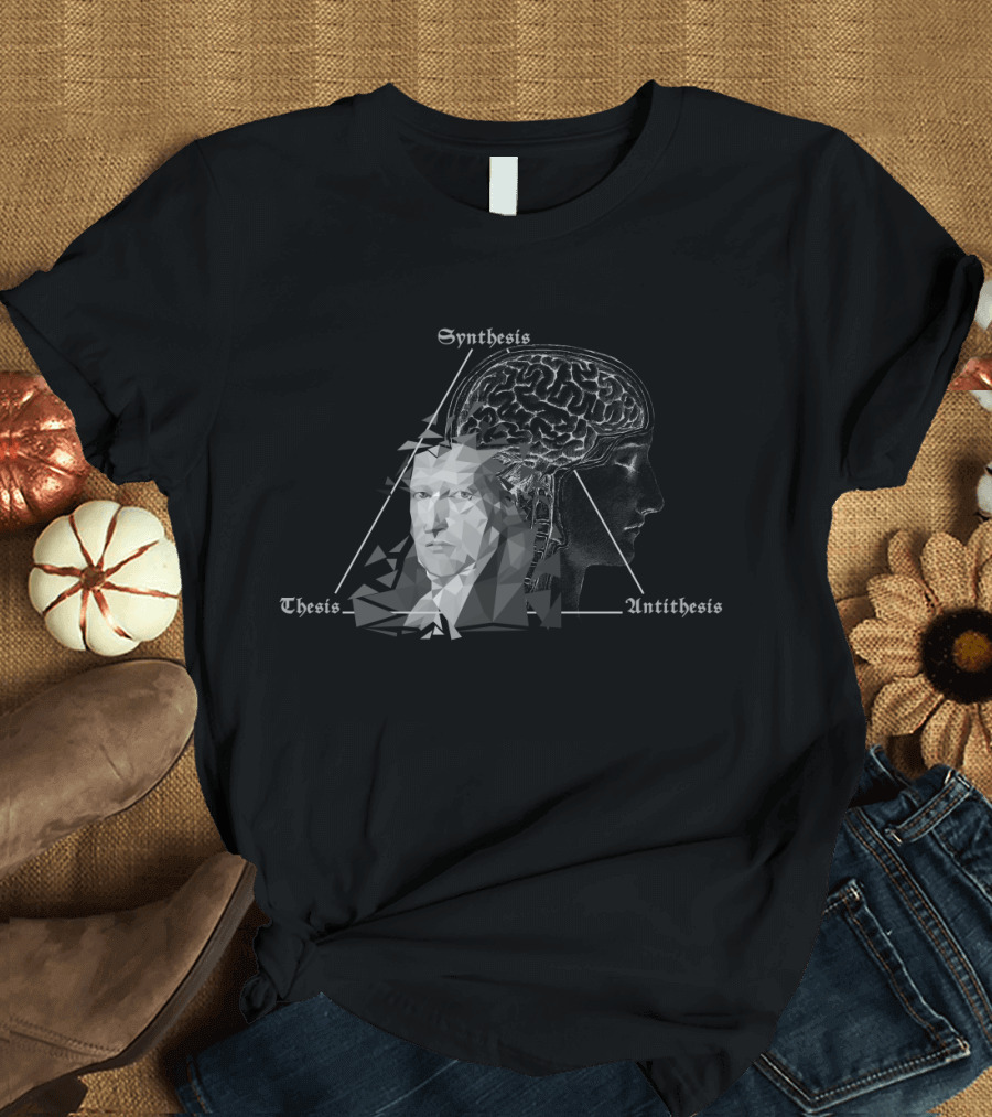 Hegelian Dialectic: Thesis Antithesis Synthesis with Geometric Brain T-Shirt