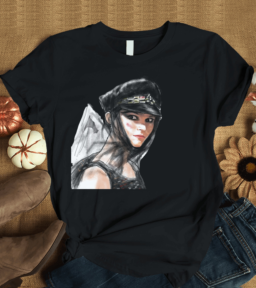 ''Lets Go to Hamburg Fashion Illustration Woman in Black Cap and Mesh Outfit'' T-Shirt