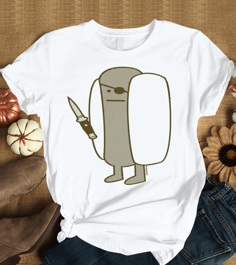 Diabolical Hot Dog Character With Knife (Lo Fi Style) T-Shirt