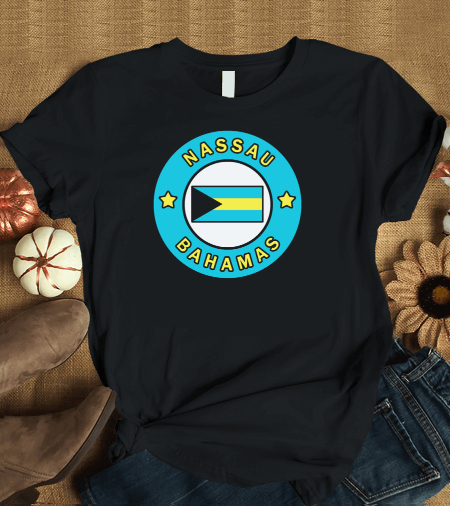 Nassau Bahamas Bahamas Flag Circular Emblem With Stars T-Shirt