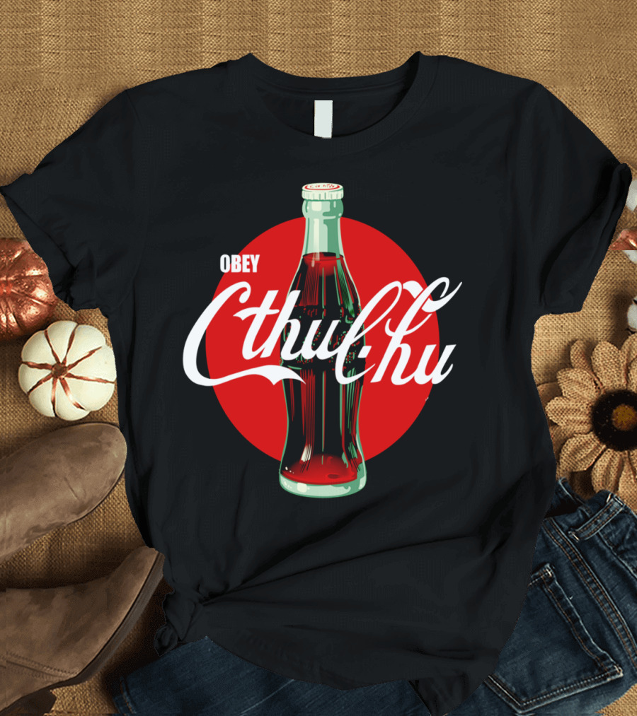 Obey Cthulhu Parody Soda Bottle T-Shirt